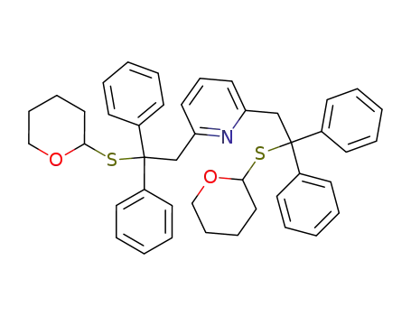 Molecular Structure of 89959-04-6 (Pyridine, 2,6-bis[2,2-diphenyl-2-[(tetrahydro-2H-pyran-2-yl)thio]ethyl]-)