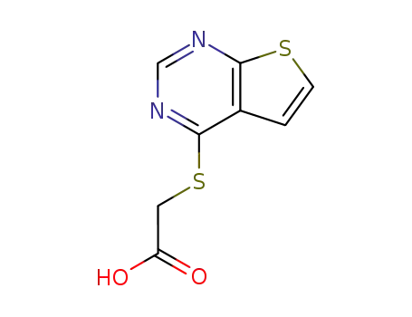 Molecular Structure of 18740-26-6 ((THIENO[2,3-D]PYRIMIDIN-4-YLTHIO)ACETIC ACID)