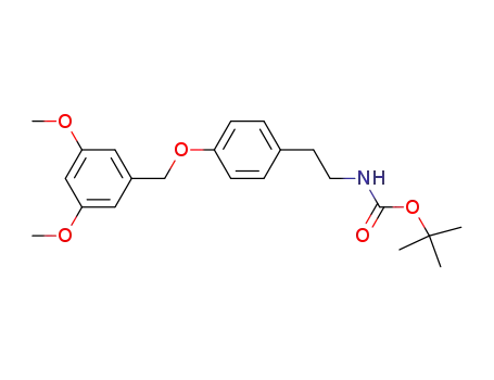 Molecular Structure of 788825-04-7 (Carbamic acid, [2-[4-[(3,5-dimethoxyphenyl)methoxy]phenyl]ethyl]-,
1,1-dimethylethyl ester)
