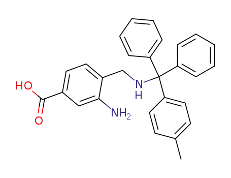 Molecular Structure of 470461-87-1 (Benzoic acid,
3-amino-4-[[[(4-methylphenyl)diphenylmethyl]amino]methyl]-)