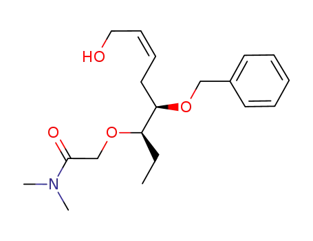 Molecular Structure of 832151-56-1 (Acetamide,
2-[[(1R,2R,4Z)-1-ethyl-6-hydroxy-2-(phenylmethoxy)-4-hexenyl]oxy]-N,N
-dimethyl-)