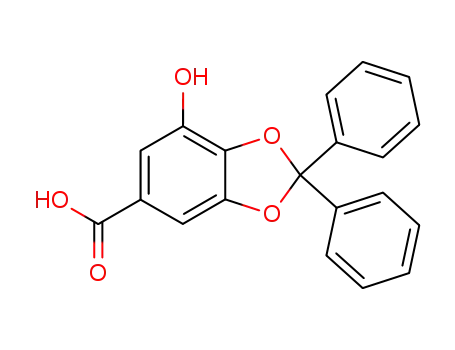 Molecular Structure of 146300-69-8 (1,3-Benzodioxole-5-carboxylic acid, 7-hydroxy-2,2-diphenyl-)