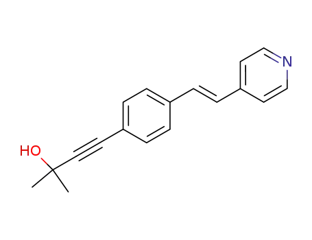 Molecular Structure of 189190-25-8 (3-Butyn-2-ol, 2-methyl-4-[4-[2-(4-pyridinyl)ethenyl]phenyl]-, (E)-)