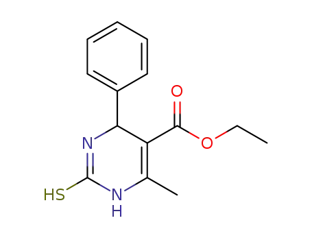 Molecular Structure of 33458-26-3 (ETHYL 6-METHYL-4-PHENYL-2-THIOXO-1,2,3,4-TETRAHYDROPYRIMIDINE-5-CARBOXYLATE)