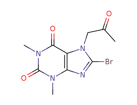Molecular Structure of 19977-31-2 (1H-Purine-2,6-dione,
8-bromo-3,7-dihydro-1,3-dimethyl-7-(2-oxopropyl)-)