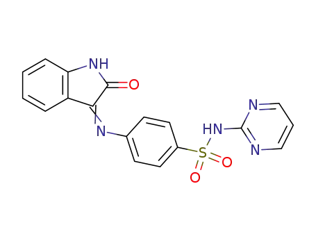 Molecular Structure of 193277-67-7 (Benzenesulfonamide,
4-[(1,2-dihydro-2-oxo-3H-indol-3-ylidene)amino]-N-2-pyrimidinyl-)