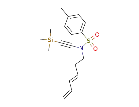 Molecular Structure of 590419-31-1 (Benzenesulfonamide,
N-(3E)-3,5-hexadienyl-4-methyl-N-[(trimethylsilyl)ethynyl]-)