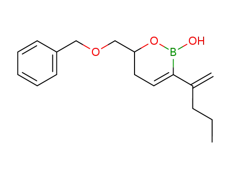 Molecular Structure of 497254-22-5 (2H-1,2-Oxaborin,
5,6-dihydro-2-hydroxy-3-(1-methylenebutyl)-6-[(phenylmethoxy)methyl]-)