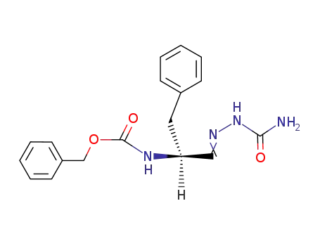 Molecular Structure of 58889-44-4 (Carbamic acid, [1-[[(aminocarbonyl)hydrazono]methyl]-2-phenylethyl]-,
phenylmethyl ester, (S)-)