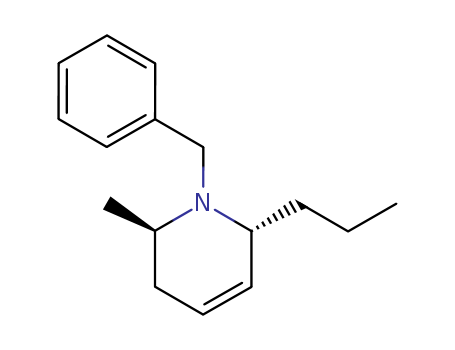 Molecular Structure of 89873-74-5 (Pyridine, 1,2,3,6-tetrahydro-2-methyl-1-(phenylmethyl)-6-propyl-, trans-)