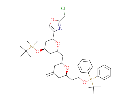 Molecular Structure of 380909-81-9 (4-((2R,4R,6R)-4-(tert-Butyl-dimethyl-silanyloxy)-6-{(2R,6R)-6-[2-(tert-butyl-diphenyl-silanyloxy)-ethyl]-4-methylene-tetrahydro-pyran-2-ylmethyl}-tetrahydro-pyran-2-yl)-2-chloromethyl-oxazole)