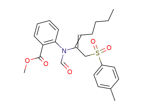 Molecular Structure of 514805-20-0 (2-{Formyl-[(E)-1-(toluene-4-sulfonylmethyl)-hex-1-enyl]-amino}-benzoic acid methyl ester)