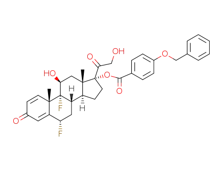 Molecular Structure of 1257086-20-6 ((6α,11β)-6,9-difluoro-11,21-dihydroxy-3,20-dioxopregna-1,4-dien-17-yl 4-(benzyloxy)benzoate)