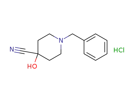 Molecular Structure of 71617-20-4 (1-BENZYL-4-CYANO-4-HYDROXYPIPERIDINE HYDROCHLORIDE 98)