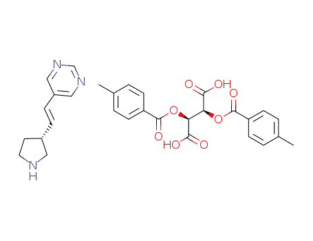 Molecular Structure of 1228391-41-0 ((R)-5-((E)-2-pyrrolidin-3-ylvinyl)pyrimidine mono-di-p-toluoyl-D-tartarate)