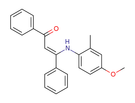 Molecular Structure of 1198463-75-0 ((Z)-3-(4-methoxy-2-methylphenylamino)-1,3-diphenylprop-2-en-1-one)