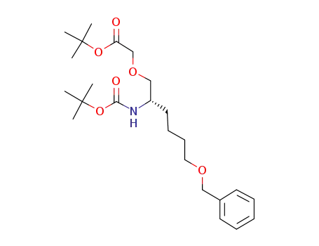 Molecular Structure of 1166394-93-9 ((S)-tert-butyl 2-(6-(benzyloxy)-2-(tert-butoxycarbonylaMino)hexyloxy)acetate)