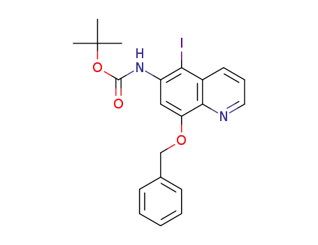 Molecular Structure of 444564-97-0 (8-benzyloxy-6-(tert-butyloxycarbonylamino)-5-iodoquinoline)