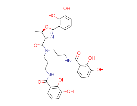 103185-30-4,fluvibactin,4-Oxazolecarboxamide,N,N-bis[3-[(2,3-dihydroxybenzoyl)amino]propyl]-2-(2,3-dihydroxyphenyl)-4,5-dihydro-5-methyl-,(4S-trans)-; Fluvibactin; Fluvibactine; L-Fluviabactin
