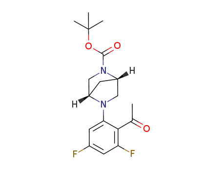 Molecular Structure of 1196958-94-7 (tert-butyl (1S,4S)-5-(2-acetyl-3,5-difluorophenyl)-2,5-diazabicyclo[2.2.1]heptane-2-carboxylate)