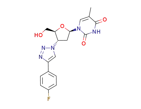 Molecular Structure of 127479-75-8 (3′-deoxy-3′-[4-(4-fluorophenyl)-1H-1,2,3-triazol-1-yl]-thymidine)