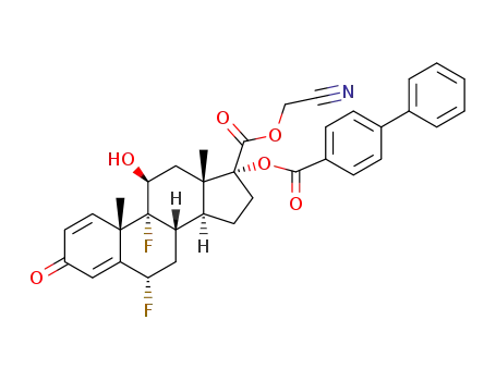 Molecular Structure of 1257085-90-7 (cyanomethyl (6α,11β,17α)-17-[(biphenyl-4-ylcarbonyl)oxy]-6,9-difluoro-11-hydroxy-3-oxoandrosta-1,4-diene-17-carboxylate)