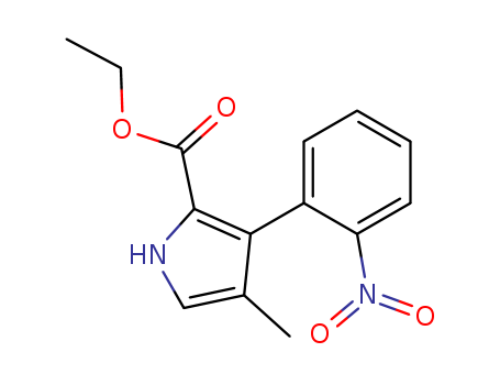 Molecular Structure of 129044-97-9 (1H-Pyrrole-2-carboxylic acid, 4-methyl-3-(2-nitrophenyl)-, ethyl ester)