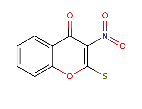 Molecular Structure of 1264701-67-8 (2-(methylthio)-3-nitro-4H-chromen-4-one)