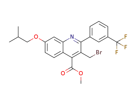 Molecular Structure of 1336904-99-4 (methyl 3-(bromomethyl)-7-[(2-methylpropyl)oxy]-2-[3-(trifluoromethyl)phenyl]-4-quinolinecarboxylate)