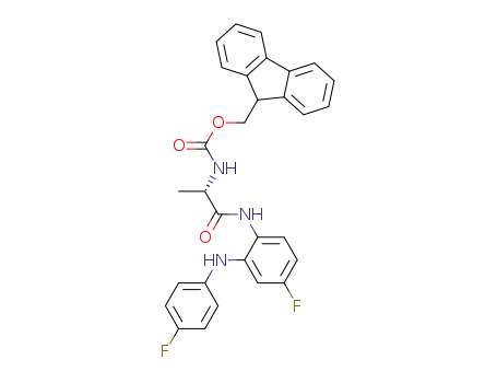 Molecular Structure of 1338481-96-1 ((S)-(9H-fluoren-9-yl)methyl 1-(4-fluoro-2-(4-fluorophenylamino)phenylamino)-1-oxopropan-2-ylcarbamate)