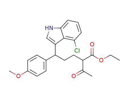 Molecular Structure of 1301176-78-2 (ethyl 2-acetyl-5-(4-chloro-1H-indol-3-yl)-5-(4-methoxyphenyl)pentanoate)