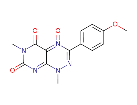 Molecular Structure of 57562-64-8 (Pyrimido[5,4-e]-1,2,4-triazine-5,7(1H,6H)-dione,
3-(4-methoxyphenyl)-1,6-dimethyl-, 4-oxide)