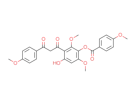 Molecular Structure of 10176-68-8 (4-hydroxy-2,6-dimethoxy-3-(3-(4-methoxyphenyl)-3-oxopropanoyl)phenyl 4-methoxybenzoate)