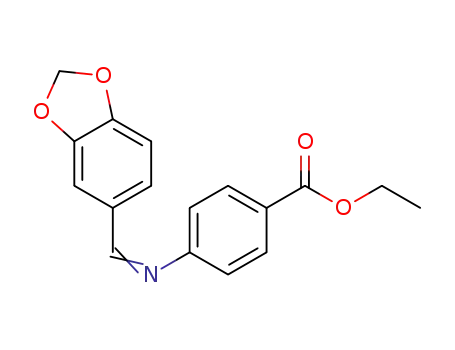Molecular Structure of 64436-32-4 (Benzoic acid, 4-[(1,3-benzodioxol-5-ylmethylene)amino]-, ethyl ester)