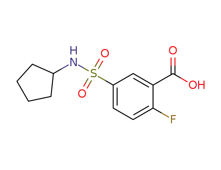 Molecular Structure of 716361-43-2 (5-(N-cyclopentylsulfamoyl)-2-fluorobenzoic acid)