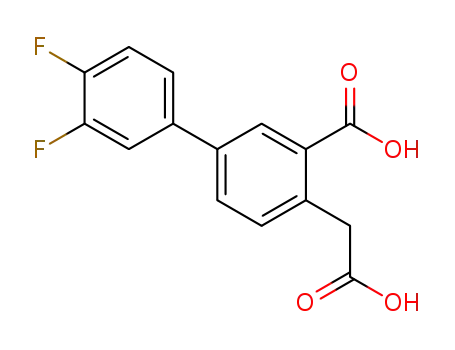 Molecular Structure of 1354742-83-8 (4-(carboxymethyl)-3',4'-difluorobiphenyl-3-carboxylic acid)