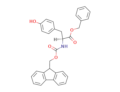 Molecular Structure of 82911-77-1 (TyrosineL-, N-[(9H-fluoren-9-ylmethoxy)carbonyl]-, phenylmethyl ester)