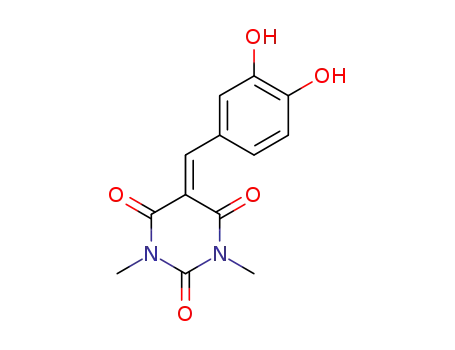 Molecular Structure of 300589-01-9 (5-[(3,4-dihydroxyphenyl)methylidene]-1,3-dimethylpyrimidine-2,4,6(1H,3H,5H)-trione)