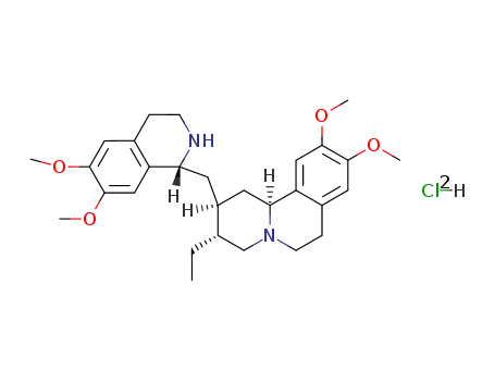 2H-Benzo[a]quinolizine,3-ethyl-1,3,4,6,7,11b-hexahydro-9,10-dimethoxy-2-[[(1R)-1,2,3,4-tetrahydro-6,7-dimethoxy-1-isoquinolinyl]methyl]-,hydrochloride (1:1), (2S,3R,11bS)-(14198-59-5)
