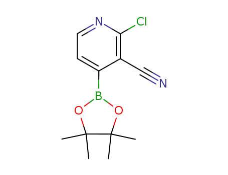 Molecular Structure of 878194-94-6 (2-Chloro-3-cyano-4-(4,4,5,5-tetramethyl-[1,3,2]dioxaborolan-2-yl)pyridine)