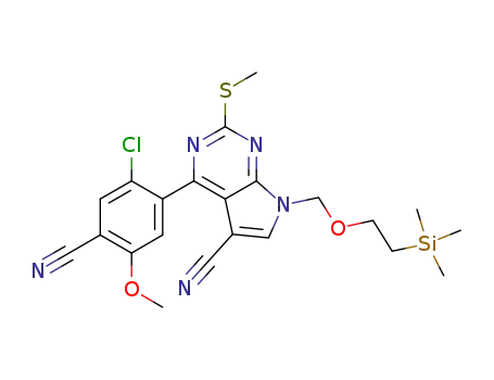 4-(2-chloro-4-cyano-5-methoxy-phenyl)-2-methylsulfanyl-7-(2-trimethylsilanyl-ethoxymethyl)-7H-pyrrolo[2,3-d]pyrimidine-5-carbonitrile