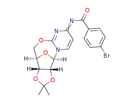 Molecular Structure of 1386977-60-1 (N<sub>4</sub>-p-bromobenzoyl-2',3'-O-isopropylidene-O<sub>2</sub>,5'-cyclocytidine)
