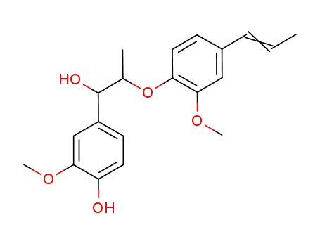 Molecular Structure of 72834-01-6 (Benzenemethanol,
4-hydroxy-3-methoxy-a-[1-[2-methoxy-4-(1-propenyl)phenoxy]ethyl]-)