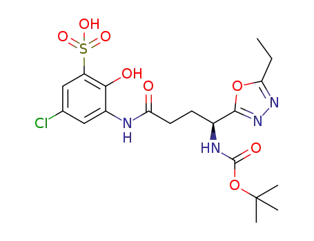 Molecular Structure of 1333219-63-8 (3-[(4S)-4-(N-tert-butoxycarbonylamino)-4-(5-ethyl-1,3,4-oxadiazole-2-yl)butanamide]-5-chloro-2-hydroxybenzene-1-sulfonic acid)