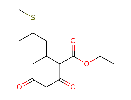 Molecular Structure of 1615212-10-6 (ethyl 2-(2-methylsulfanylpropyl)-4,6-dioxocyclohexanecarboxylate)