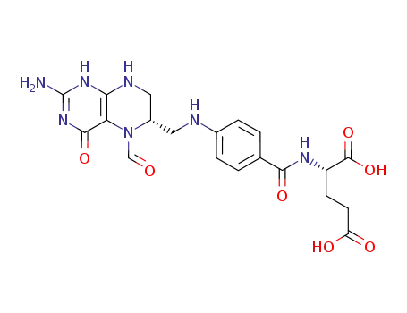 Molecular Structure of 68538-85-2 ((2S)-2-[[4-[[(6S)-2-amino-5-formyl-4-oxo-1,6,7,8-tetrahydropteridin-6- yl]methylamino]benzoyl]amino]pentanedioic acid)