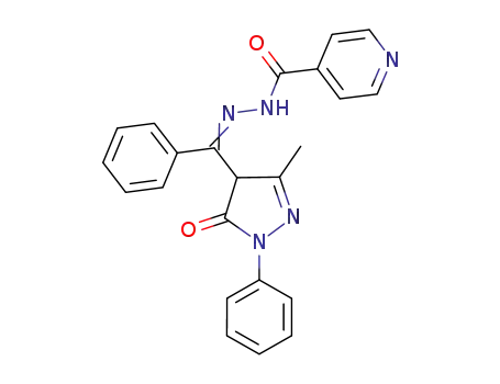 Molecular Structure of 329247-15-6 (N-(4-benzoylidene-3-methyl-1-phenylpyrazol-5-one)isonicotinylhydrazine)