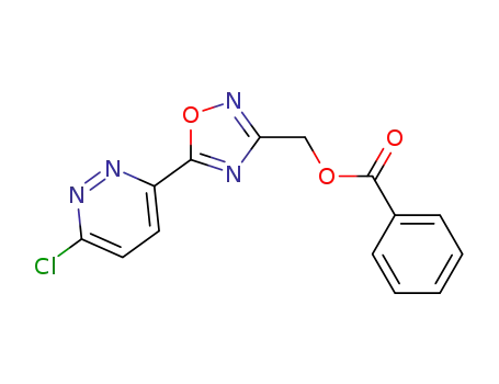 Molecular Structure of 1047657-59-9 (1,2,4-Oxadiazole-3-methanol, 5-(6-chloro-3-pyridazinyl)-, 3-benzoate)