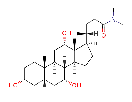 Molecular Structure of 86678-85-5 ((R)-N,N-dimethyl-4-((3R,5S,7R,8R,9S,10S,12S,13R,14S,17R)-3,7,12-trihydroxy-10,13-dimethylhexadecahydro-1H-cyclopenta[a]phenanthrene-17-yl)valeramide)