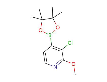 Molecular Structure of 1073353-73-7 (3-CHLORO-2-METHOXY-(4,4,5,5-TETRAMETHYL-[1,3,2]DIOXABOROLAN-2-YL)PYRIDINE)